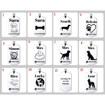 Adresówka dla psa z grawerem stal nierdzewna 2,4x4 cm – personalizowana zawieszka